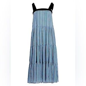 New! Carolina K Iris Striped A-Line Tiered Dress  Size Large